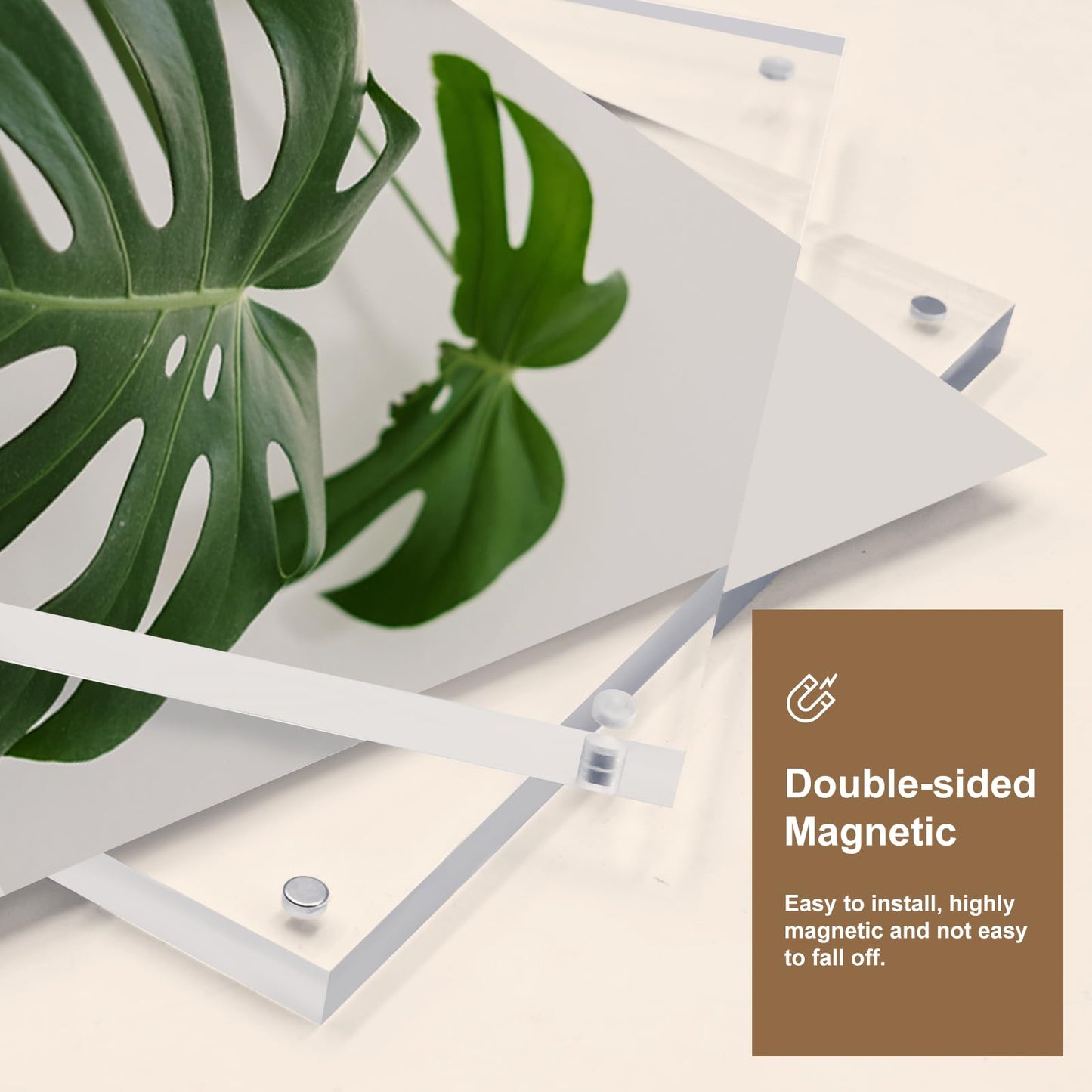 Egofine 4x6 Acrylic Frames 6 Pack, 20mm Thicker Frameless Clear Picture Frames, Double Sided Magnetic Picture Frames, Free Standing Desktop Display