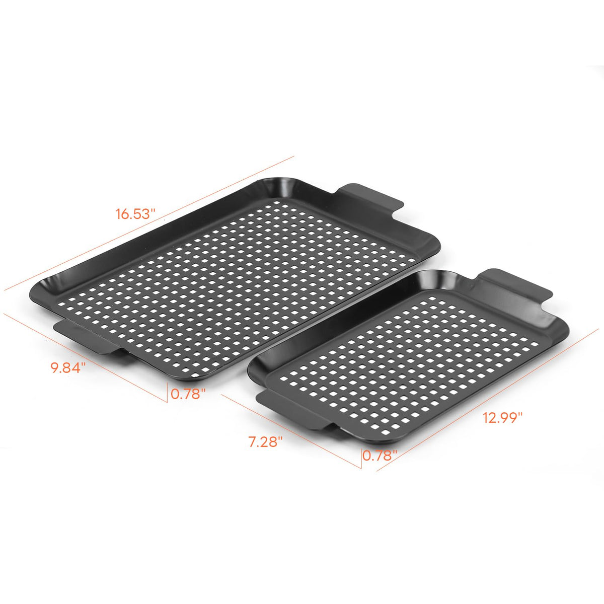 Ayiusedeza 2PCS Grill pan, BBQ Grill Topper for Outdoor Grill with Hole, Non-stick enamel coating, suitable for picnicking, camping, yard (2 pieces)