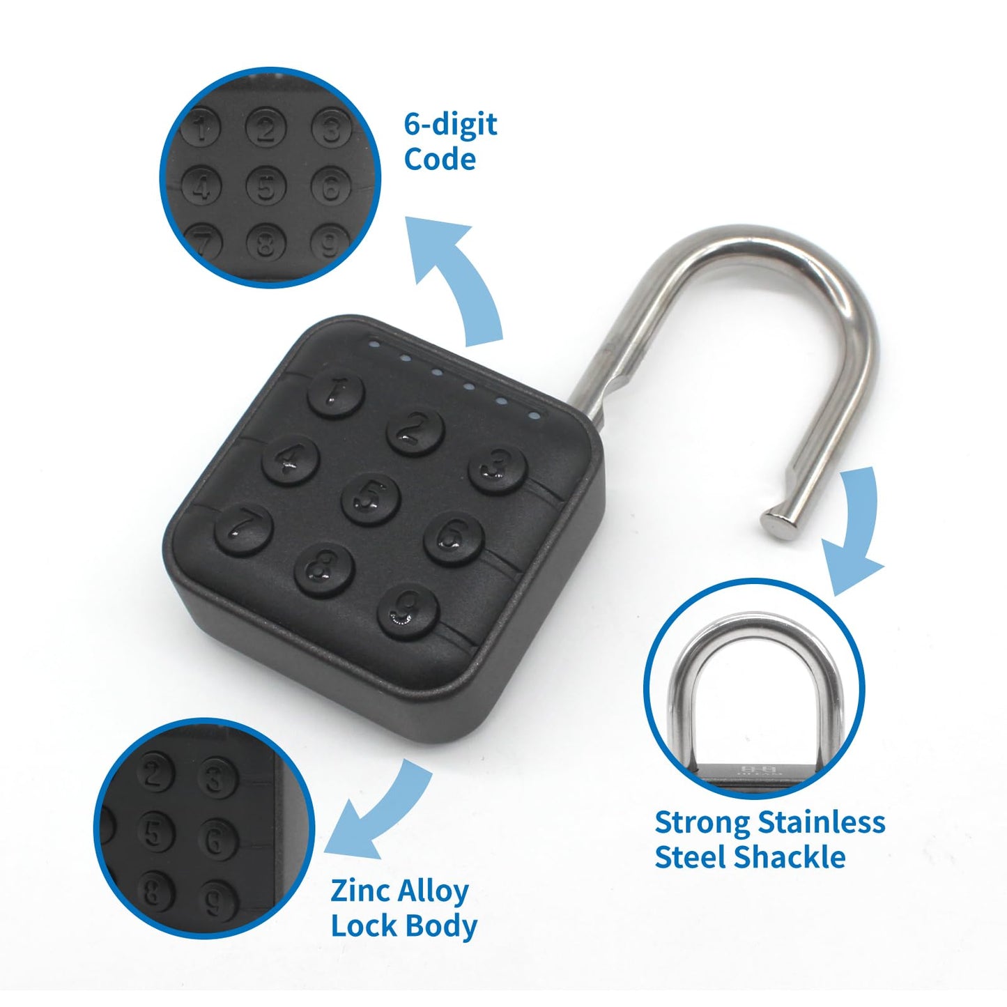 HIFAM High-Security 6 Digit Combination Padlock: IP67 Rated, Corrosion-Resistant Zinc Alloy, Anti-Corrosion, for Gym/School/Travel, Privacy Safe, Supports