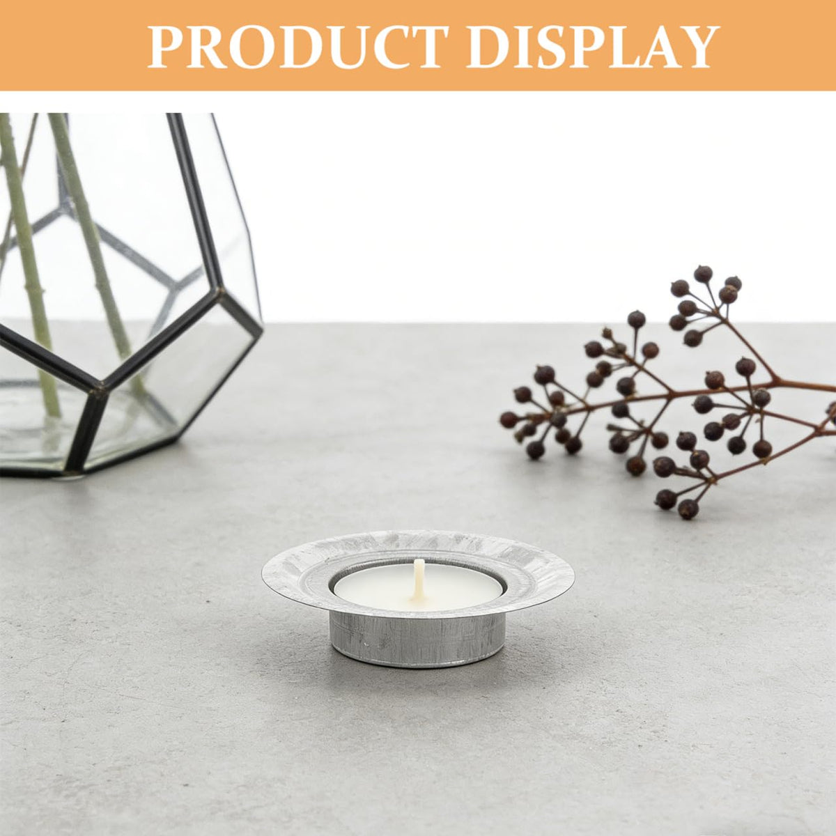 Luxshiny 10Pcs Silver Metal Candle Holder Inserts for Jars Tea Light Candle Holders Decorative Jar Lid Cup Stable Design Easy Clean 2.67 X 2.67 X 0.59 Inch