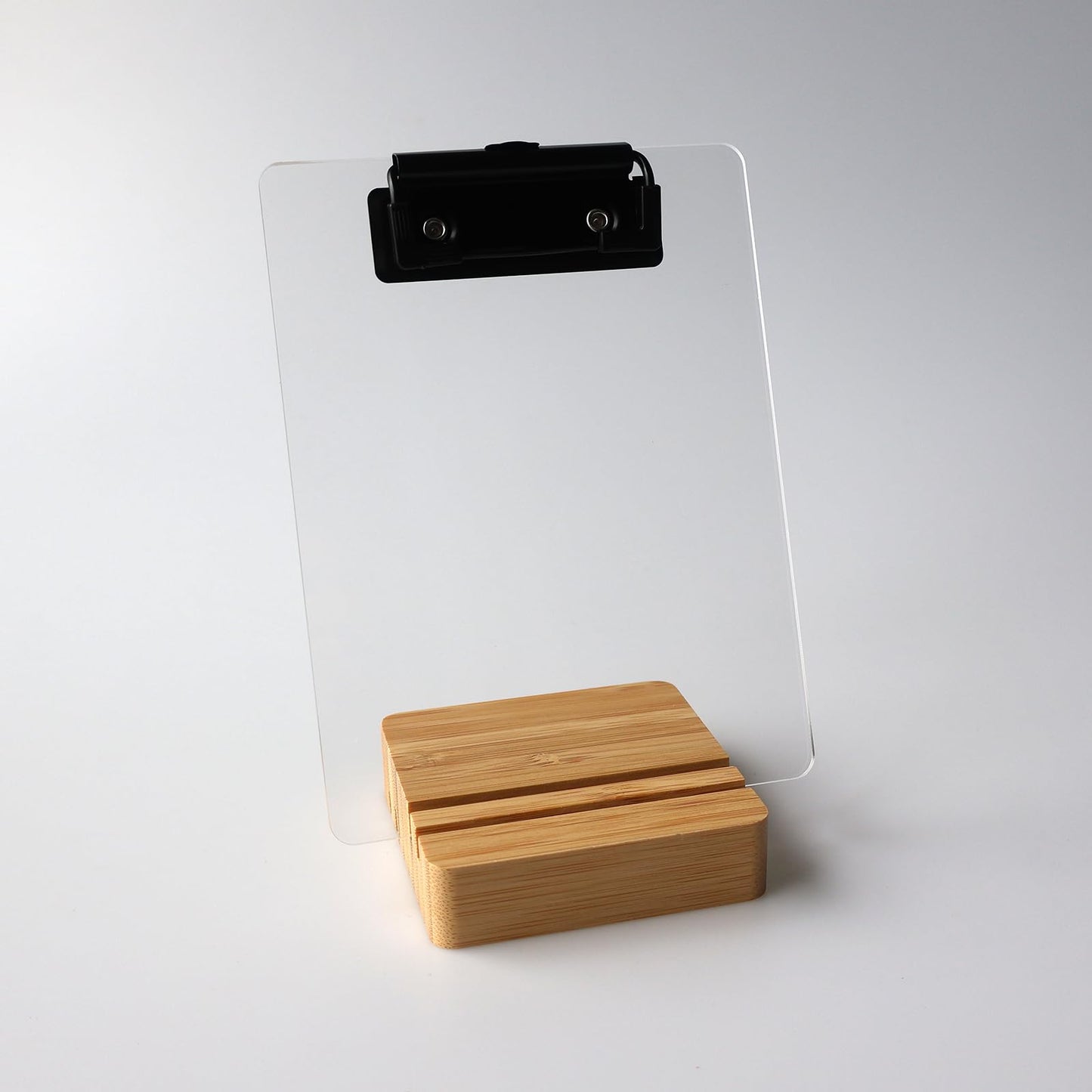 Mini Clipboard with Stand,Clear Acrylic Freestanding Small Clipboard A6 Size,Sign Holder,Document Typing Paper Stand,Menu Display Board,Receipt Holder (4"×6")