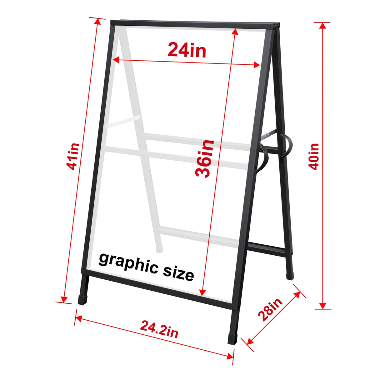 Pionites Heavy Duty Slide-in Folding A Frame Sign Sidewalk Sign 24x 36 Inch Steel Metal Double-Side Pavement sign Corrugated Plastic Poster (1, Black, 24''X36''(Frame Only))
