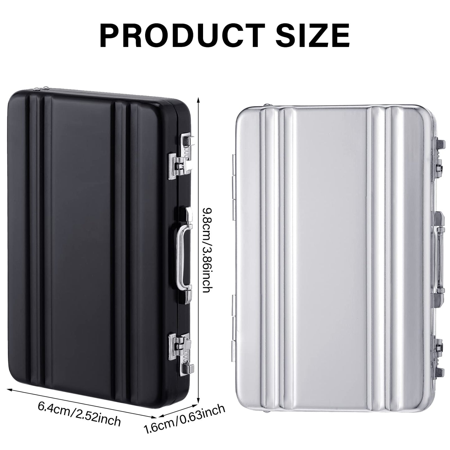 Oudain 2 Pcs Business Card Holder Suitcase Aluminum Business Card Case with Waterproof Pocket Credit Holder for Men Organizer ID Aluminum Briefcase Gift for Woman(Black, White)