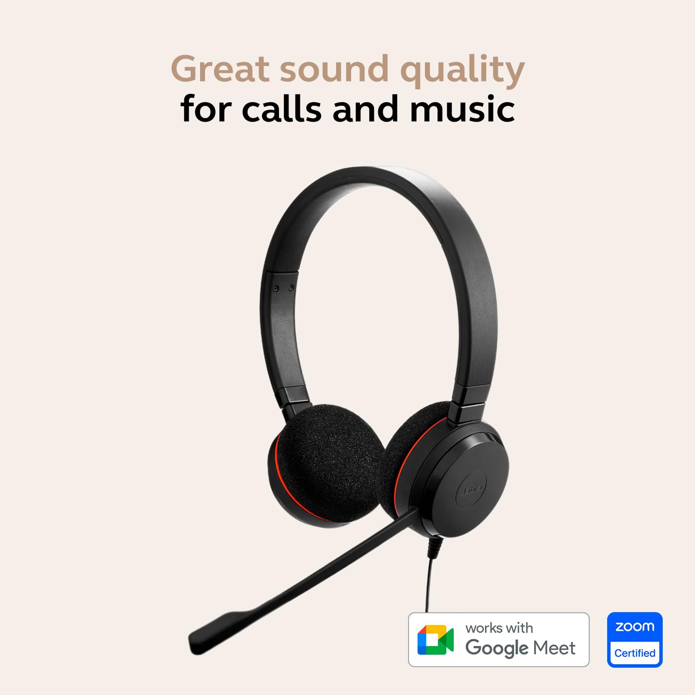 Jabra Evolve 20 Wired Headset (2025 Edition) - Dual-Ear Set for Office and Work from Home - Call Control - All Platforms - USB-C/A Connectivity - Black