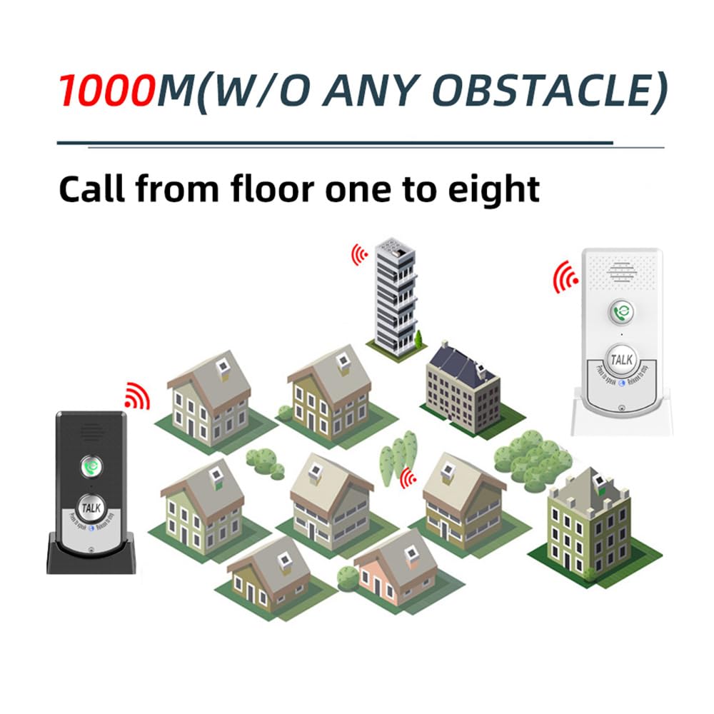 Decdeal 2 Pack Intercoms Wireless for Home, Voice Bidirectional Caller Home Ultra Long Distance Voice Interphone Elderly Caller Room to Room Communication Intercom Two Way Ringtone Call