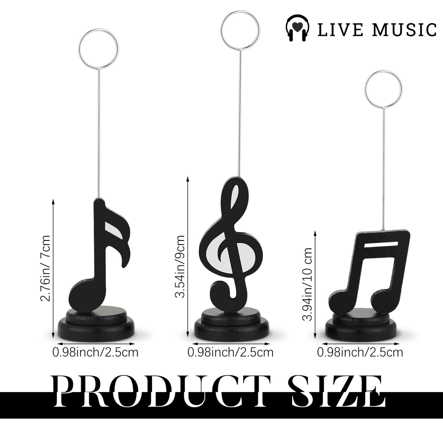 Wenqik 6 Pieces Musical Note Photo Balloon Holder Table Number Place Card Holders Photo Clips Stand Music Note Decoration for Home Picture Themed Party Birthday Wedding Gifts Arts, 3 Styles