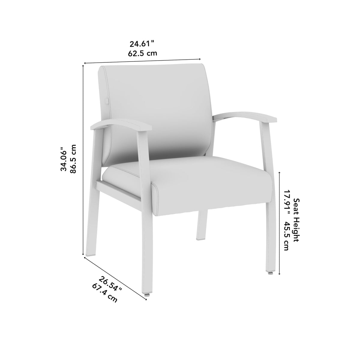 Bush Business Furniture Arrive Waiting Room Guest Chair with Arms in Light Gray Vinyl, Reception Area Seating for Office and Lobby