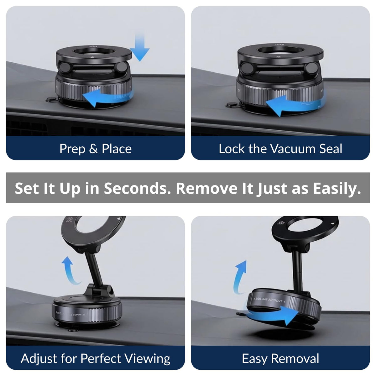 UPTOWN 2026 Nano Gel Ultra Magnetic Phone Holder for car - 360° Adjustable magsafe car Mount with Vacuum Suction, Strong Grip Phone Holders for Your Car, Compatible with iPhone 17 pro max 16 15 14