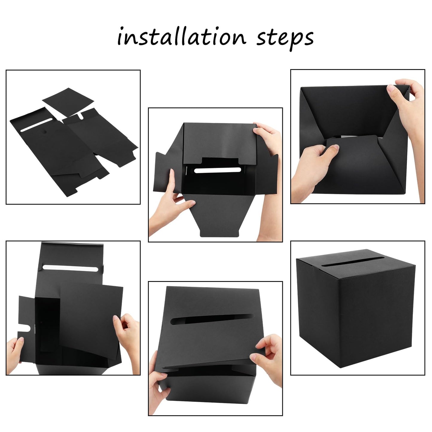 Hooqict Black Card Box with Slot 9.1" Wedding Favor Gift Card Boxes for Reception, Parties, Birthday, Wedding Decorations, Retirement, Graduation Money Box Envelope Holder