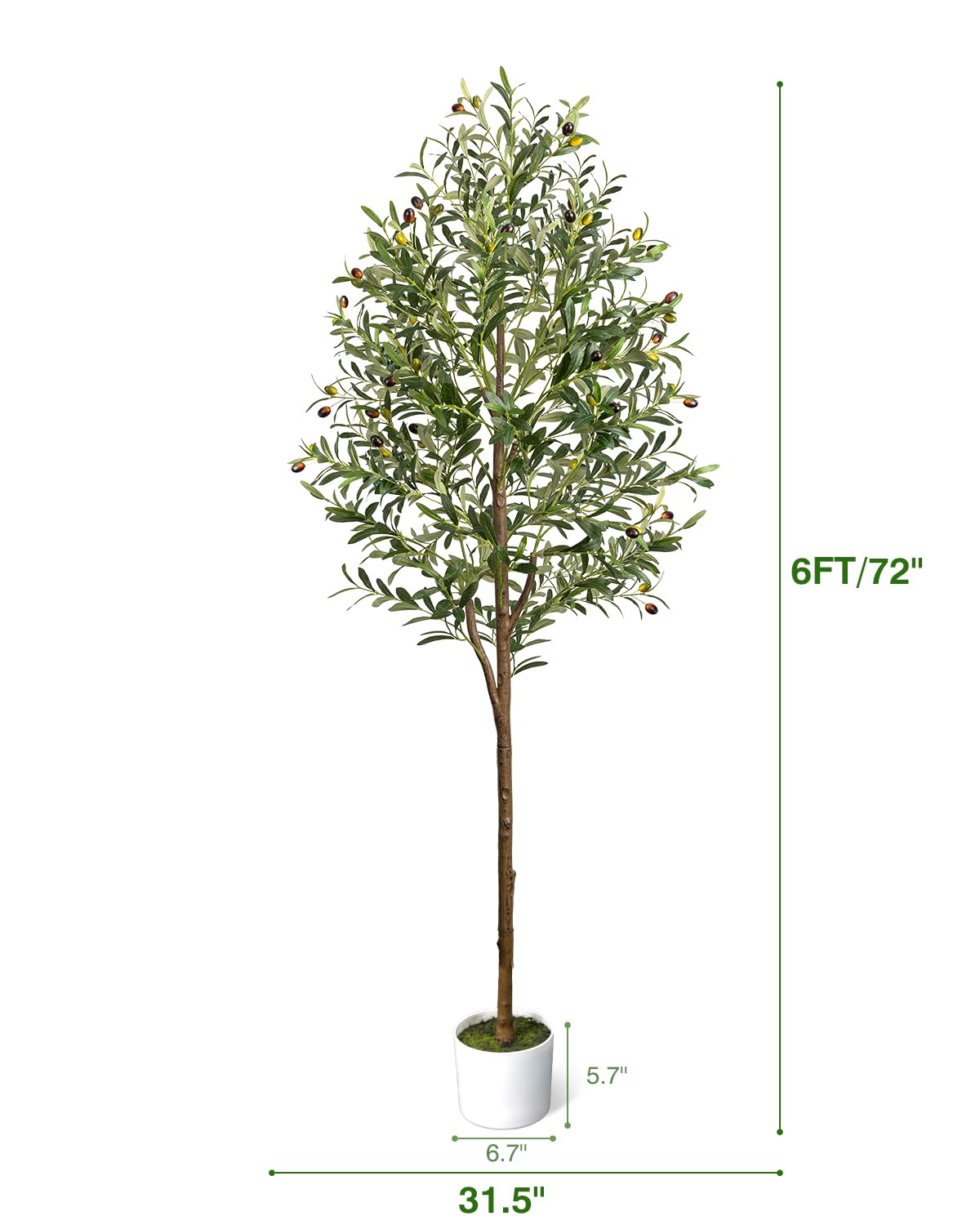 LuceAlberi 6FT Artificial Olive Tree - Indoor Tall Faux Olive Trees with Planter&Basket, Large Fake Olive Silk Tree Realistic Olive Plants with Branches and Fruits for Home Decor Office Living Room