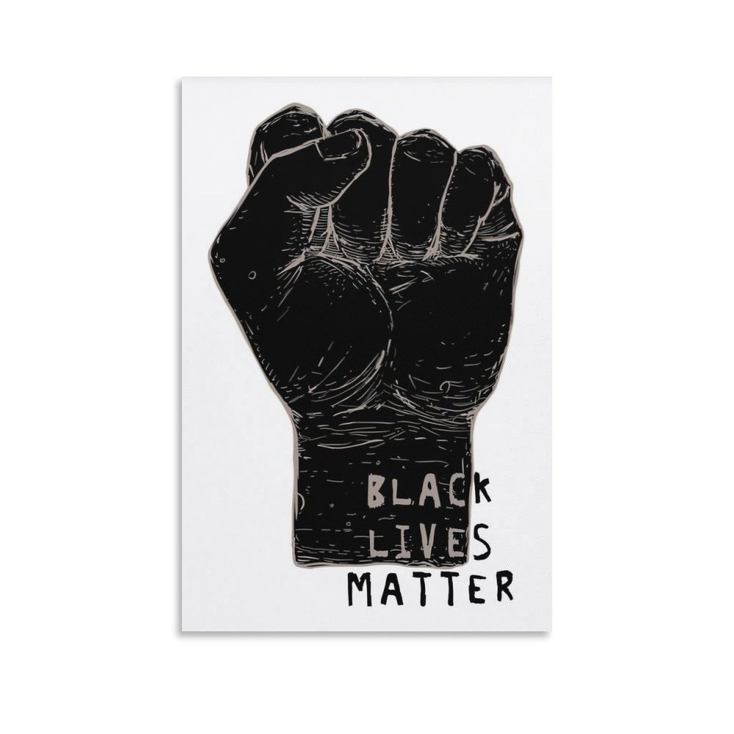Black Lives Matter Raised Fist Canvas Printing Wall Art Prints Posters Inspirational Protest Minimalist Scandinavian Black And White Wall Decor for Living Room Bedroom Office Dorm 12x18inch(30x45cm)