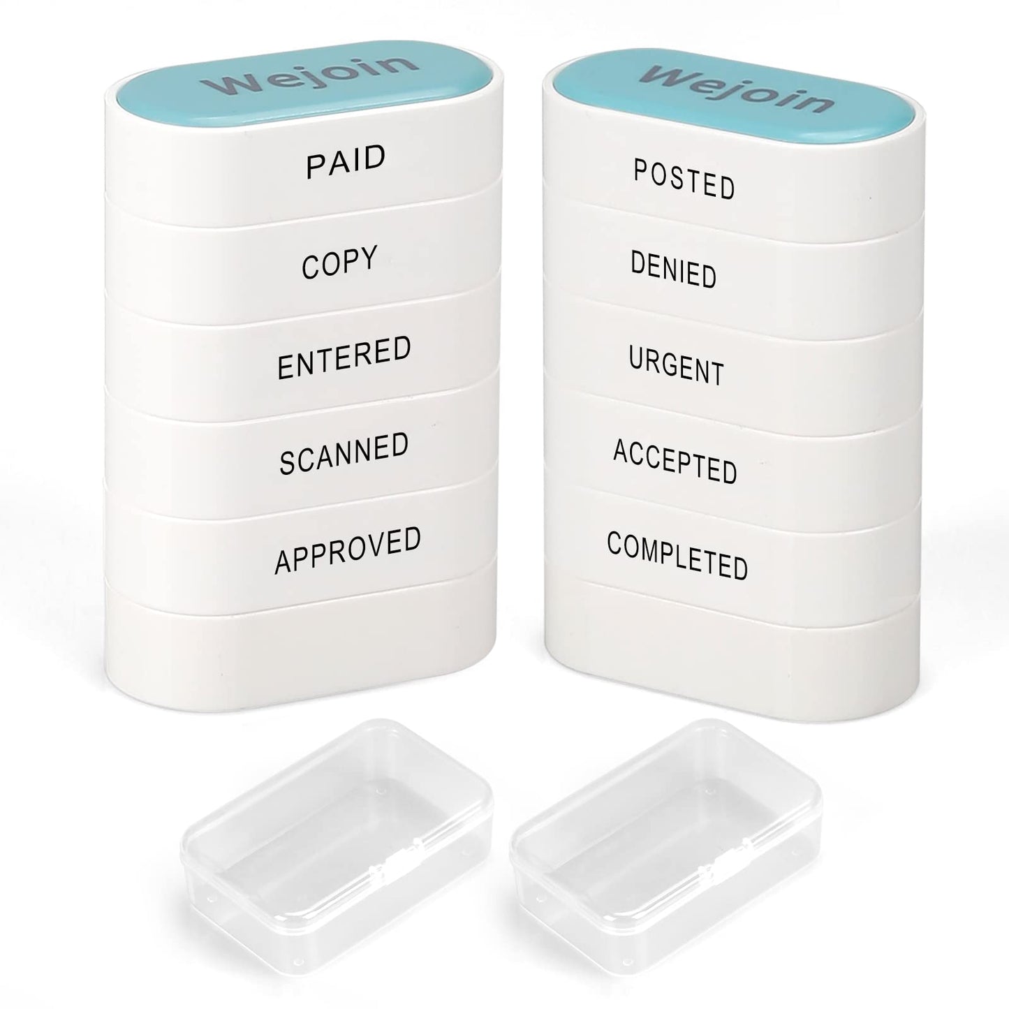 Office Supplies Set, Self Inking Stamps for Office Use Set, Pre-Inked Rubber Stamp of “Paid Copy Entered Scanned Approved Posted Denied Urgent Accepted Completed” for Business Accounting Finance
