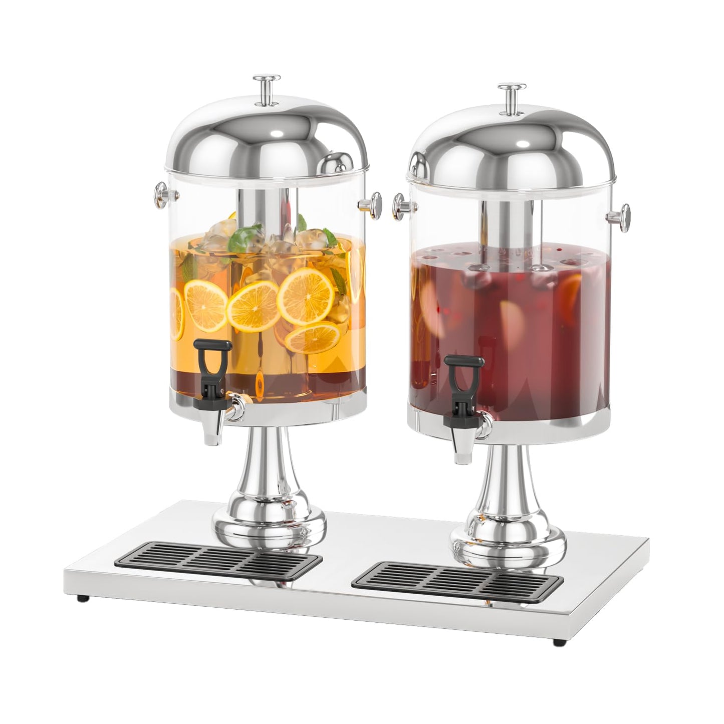 GOOFCXO Beverage Dispensers, 4.4 Gallon/16-L Commercial Beverage Dispenser Cold Drink Dispenser Stainless Steel Drink Dispensers with Centre Ice Core and Stand Drip Trays for Parties Pub Cafeteria