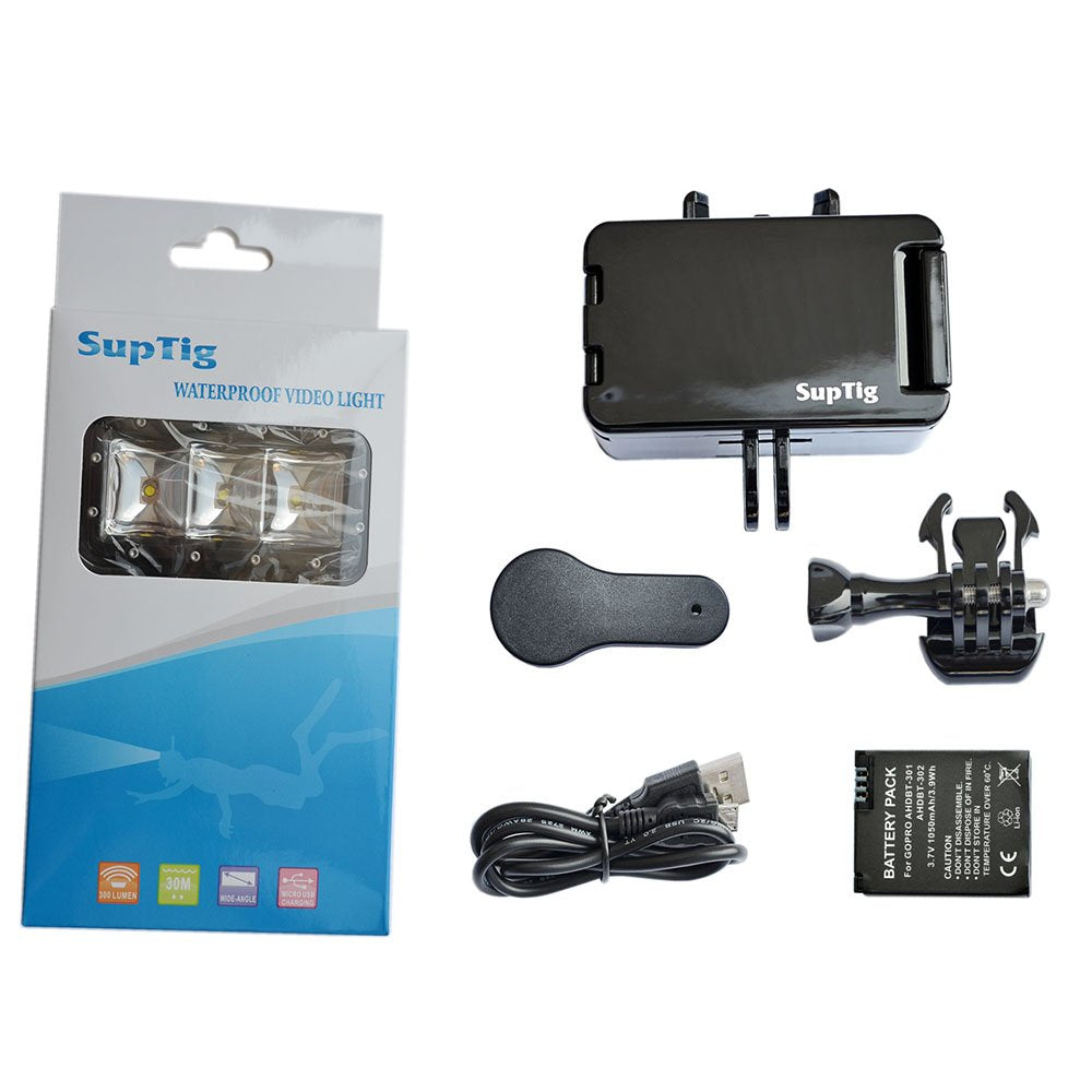 Suptig Underwater Light, Waterproof Light, Dimmable Waterproof (45m) LED Video Light for GoPro 13,11,10,9,8,7,6,5,4,3, DJI Action, Insta 360 Action Cameras