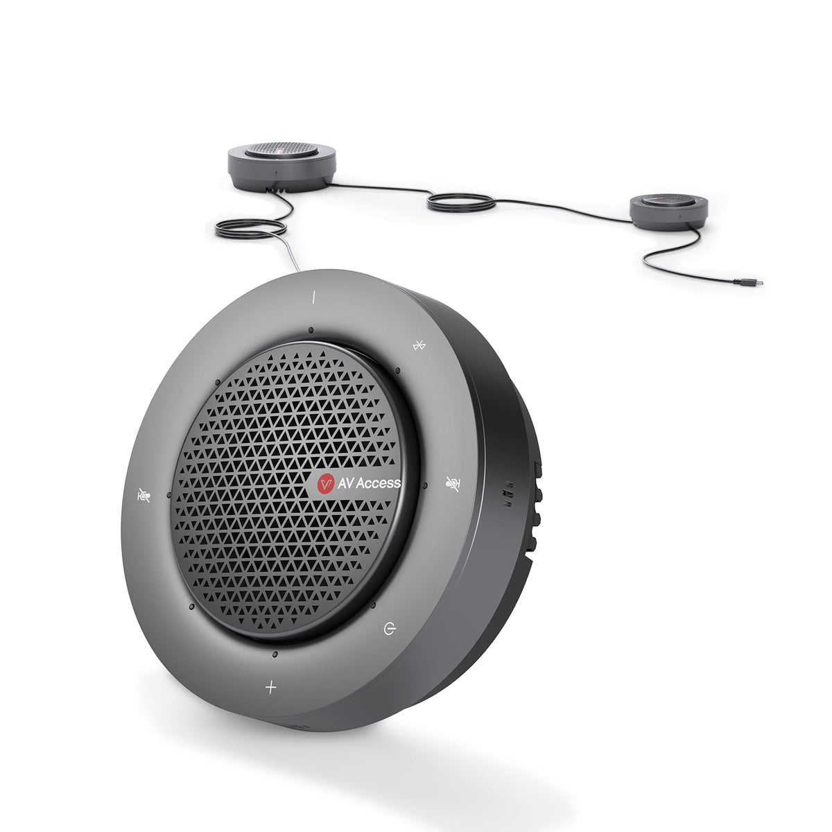 Conference Speakerphone, Daisy Chain up to 9 Speakerphones for 50 People, USB & Bluetooth Speaker with 4 Mics AI Noise Cancellation 360° Voice Pickup for Zoom,Teams,Conference Call Large Meeting Room
