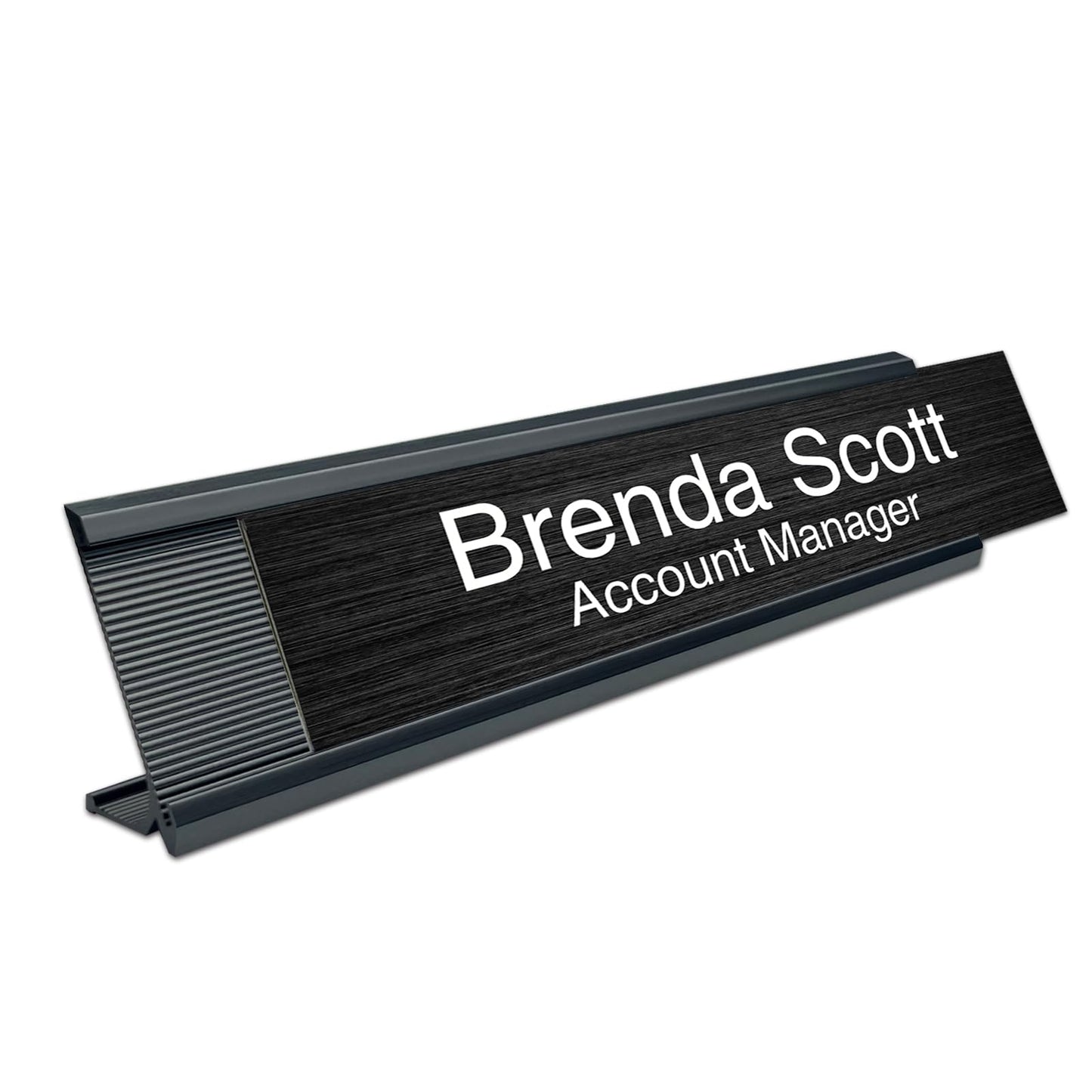 10 Pack 2" x 10" Aluminum Desk Name Plate Holder, Office Name Plate Holder for Desks, Desk Sign Holder for Office Conference, Meeting Room or Other Business Event (Black)