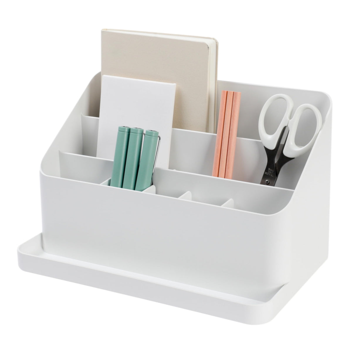 BLUE GINKGO Desk Organizer – Korean-Made Office Storage for Pens, Notes, Mail, and Supplies (White)