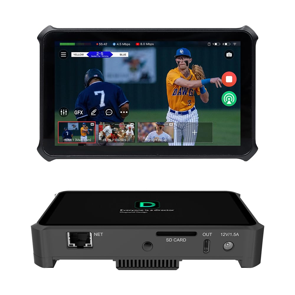 Magewell Director Mini 55110 – Compact Multi-Input Live Production Switcher, Encoder, Streamer & Recorder with 5.5” AMOLED Touchscreen for YouTube, Twitch, Facebook, NDI HX, SRT, RTMP and More