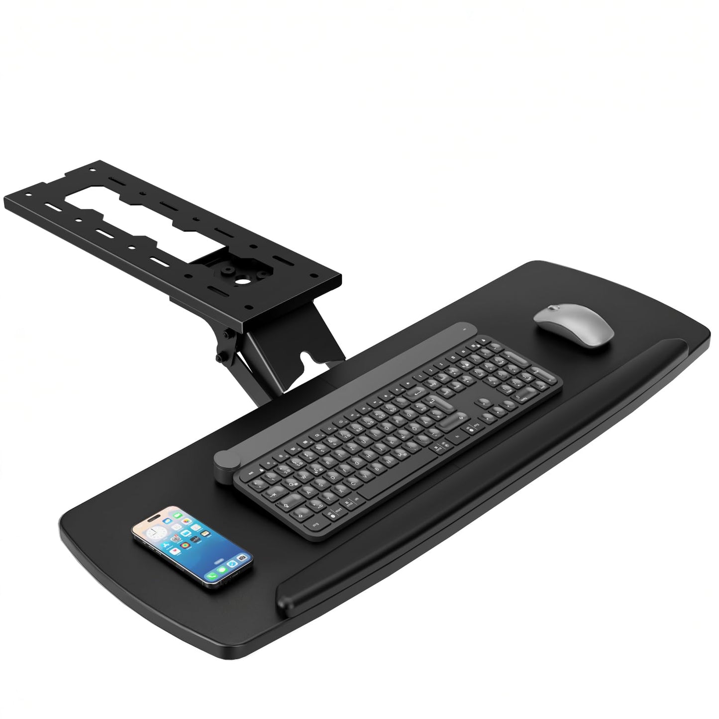 AX WABER Keyboard Tray Under Desk with Storage Drawer, Height Adjustable Keyboard Tray Slide Out 360° Swivel Tilt, Ergonomic Under Desk Mount Keyboard & Mouse Holder for Gaming Home Office, 28''x11''
