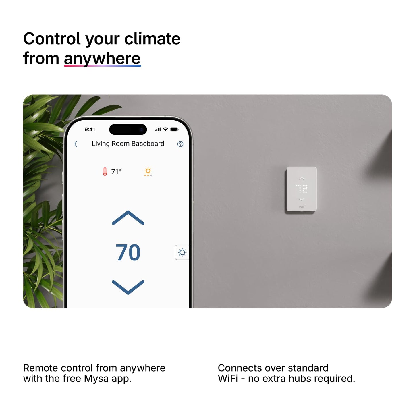 Mysa Smart Thermostat LITE for Electric Baseboard Heater | 120V/240V | 7-Day Scheduling | HomeKit, Alexa, Google | Wi-Fi Programmable | App Control | Save Up to 26% on Heating Costs