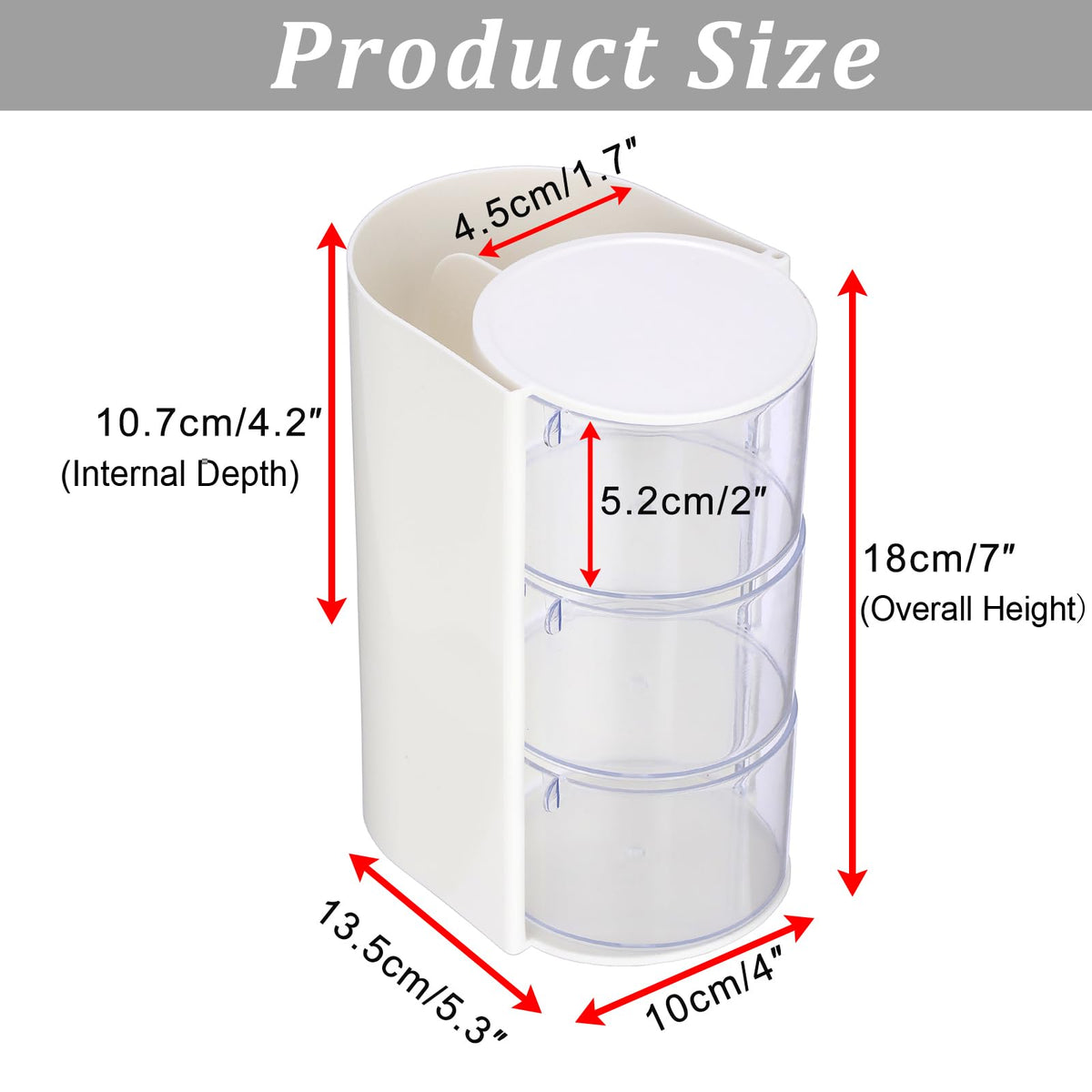 GUSHBIN Rotating Hair Accessories Organizer with Comb Holder Plastic Hair Clips Storage Container Cosmetic Storage Box for Makeup Sponge Brush, 3-Layer White