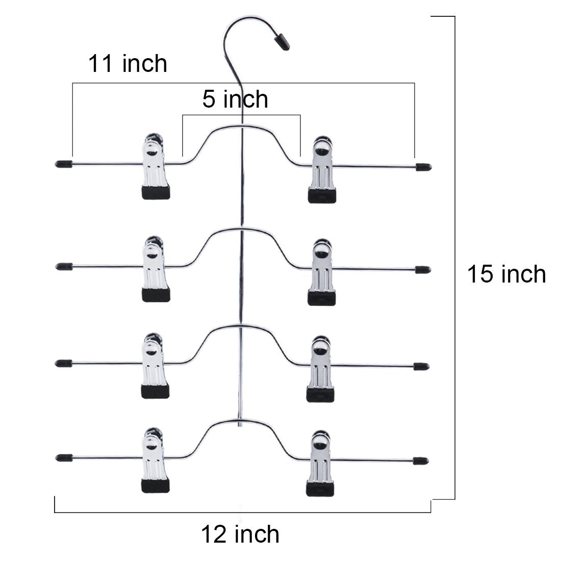 Tosnail 4 Pack 4 Tier Skirt Pants Clothes Hanger with Non Slip Clips, Space Saving Closet Organizer for Trouser, Slack, Jeans, Towels