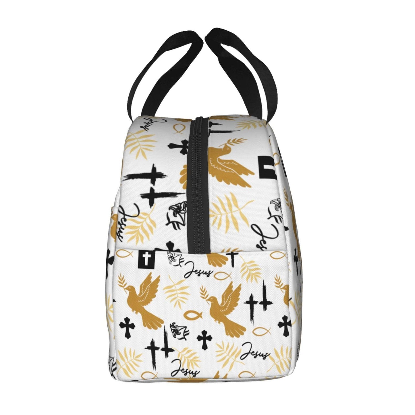 Jesus Cross Insulated Lunch Box Reusable Lunch Bag, Cooler Lunch Tote Bag for Women Men Picnic Office Work