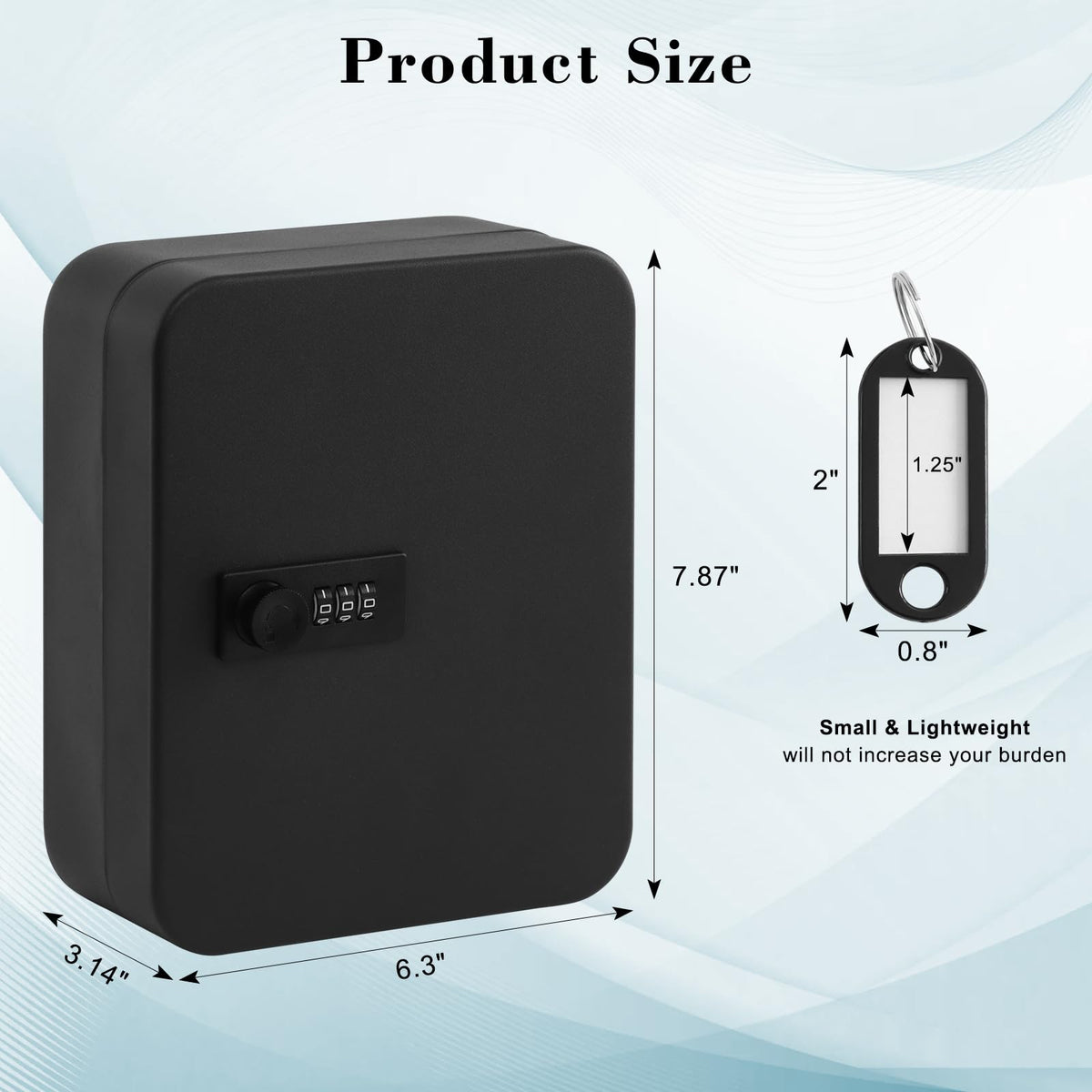 KYODOLED 20 Key Storage Lock Box with Code, Key Cabinet Organizer Wall Mount with Combination Lock, Hooks & Labels for Home, Office & Rental Properties, 7.87 x 6.3 x 3.14 in, Black