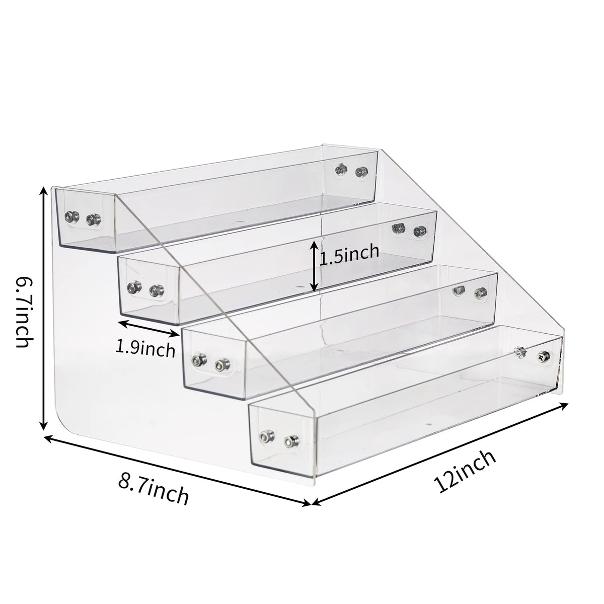 Kihor Acrylic Spice Rack, Tiered Spice Rack Shelf Seasoning Organizer for Countertop, Cabinet, Pantry, Kitchen Storage - 4 Tier