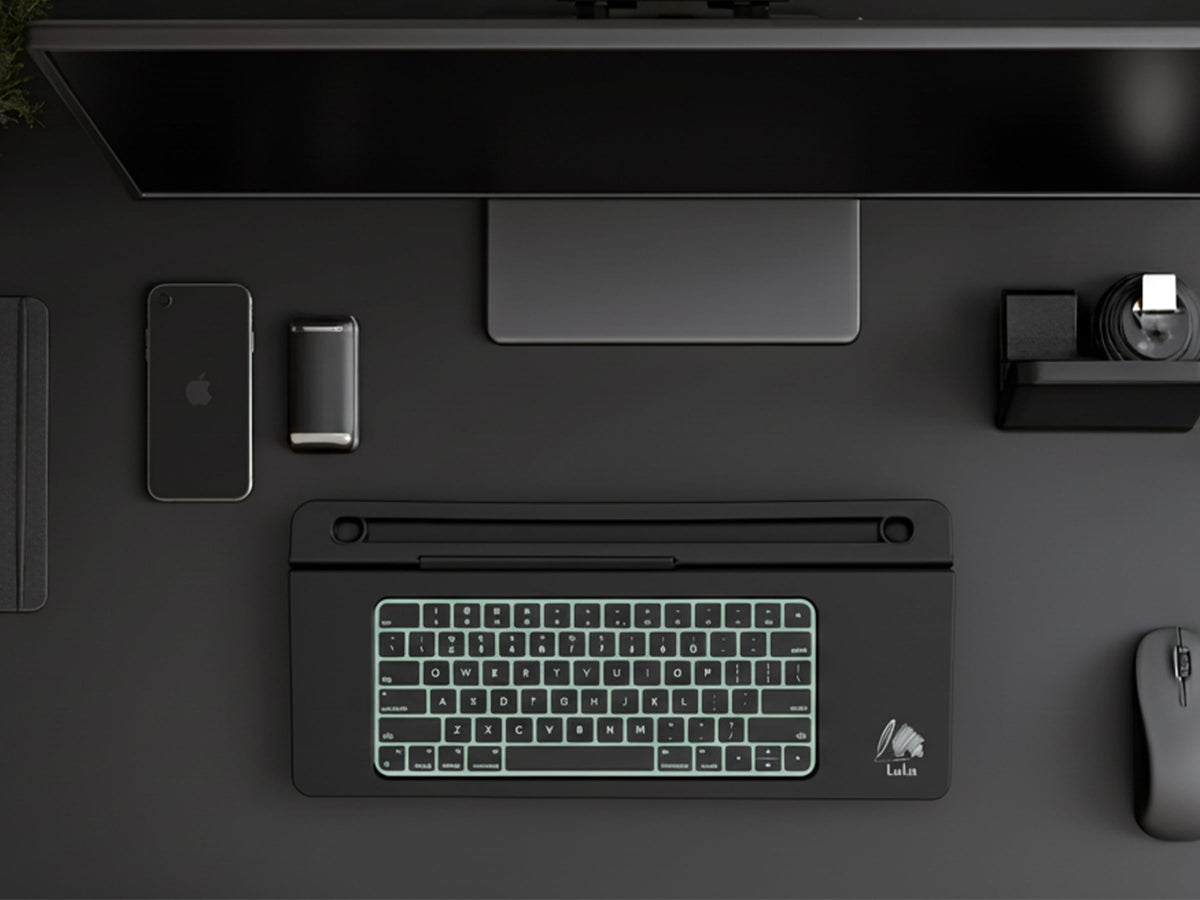 Lulu Office Black Glass Desktop Whiteboard – Modern Dry Erase Board with Storage Drawer for Desk Notes & Organization