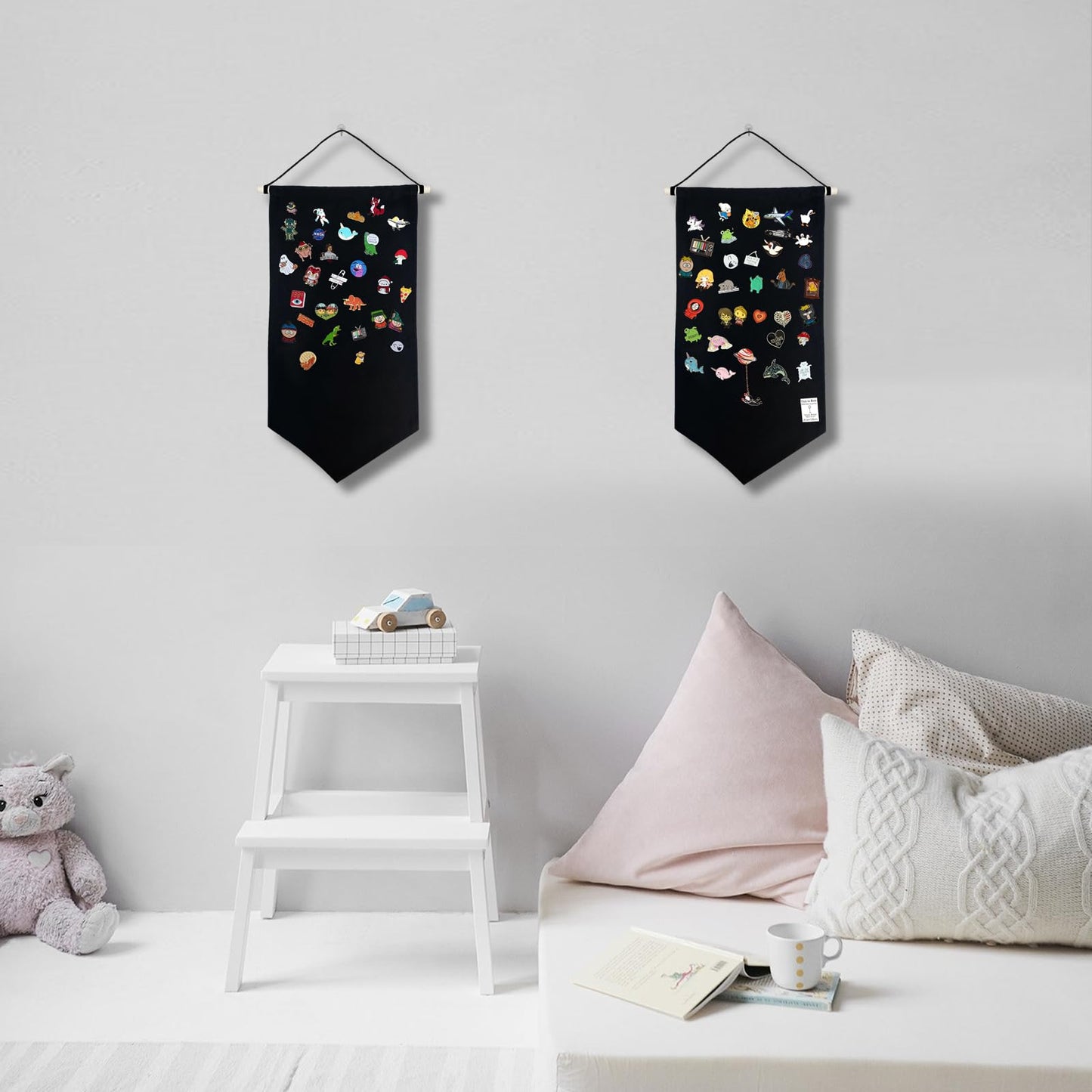 Artenny 3PCS Pin Display Banner Board, Enamel Pin Collection Display Holder with Hooks, Pin Board for Enamel Pin, Wall Hanging Brooch Jewelry Organizer (A)