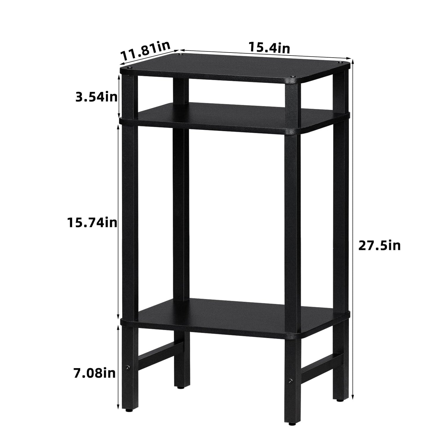 YUFAM Side Table End Table Tall Night Stand 3-Tier for Living Room Bedroom Bathroom Office Furniture Black