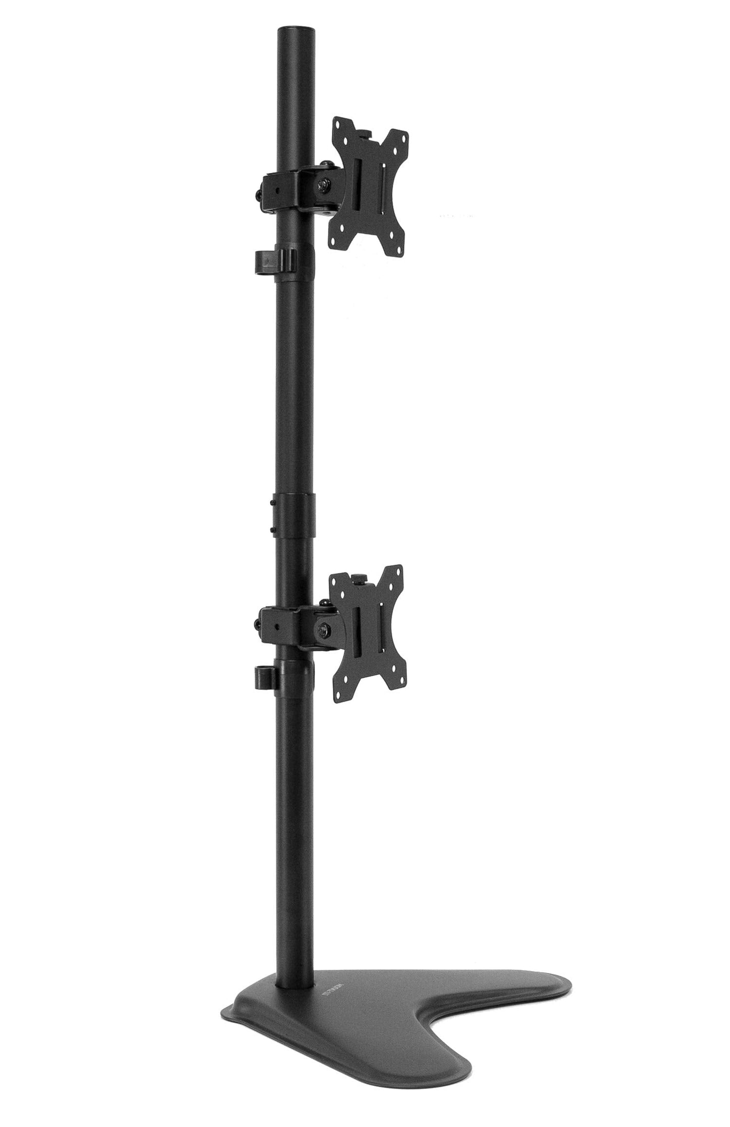 Mount-It! Vertical Dual Monitor Stand, Stacked Desk Mount Fits Two 13–32 Inch Screens up to 17.6 lbs Each, Height Adjustable Free Standing Pole with Tilt Swivel Rotate, Ergonomic VESA Riser, Black
