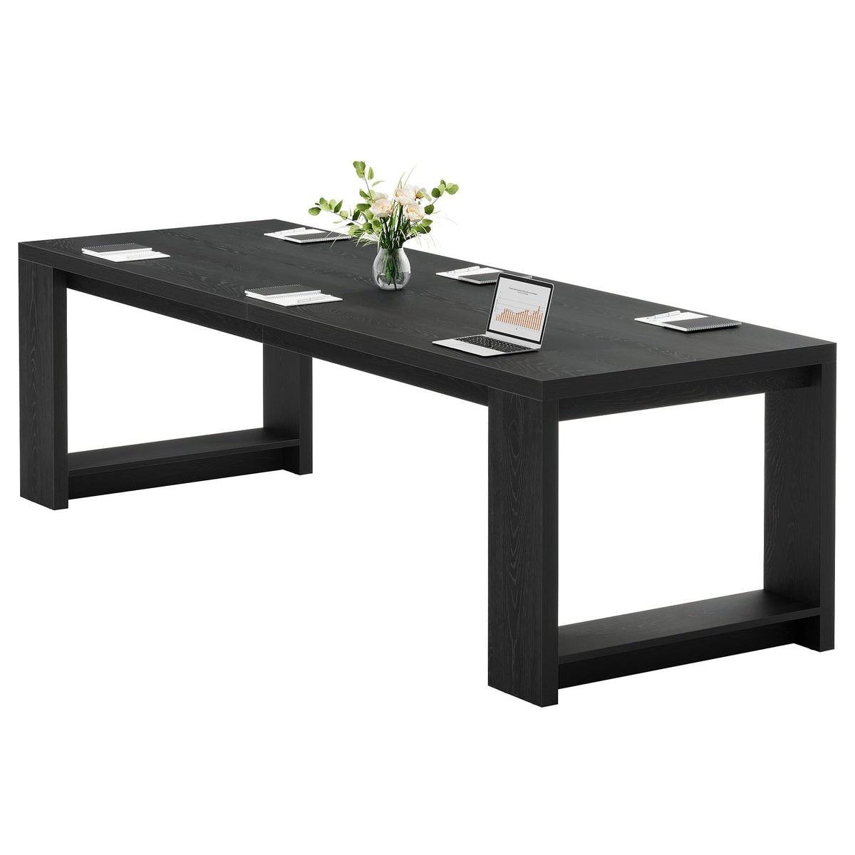 Tribesigns 7 ft Conference Table for 6 to 8 People, Modern Rectangle Meeting Room Desk for Boardroom, Home Office (Black)