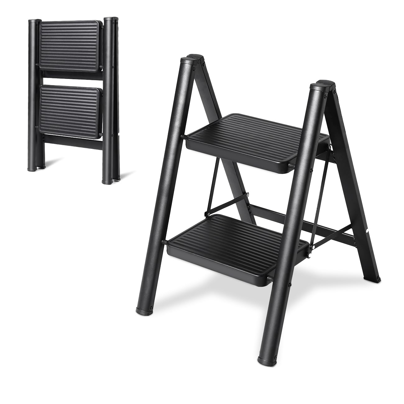2 Step Ladder Folding Step Stool, Heavy Duty 330 Lbs Load Stepladder, Small Kitchen/Closet Ladder for Adults/Kids, Lightweight Step Ladder 2 Step Folding with Anti-Slip Wide Pedal for Home by OOSOFITT