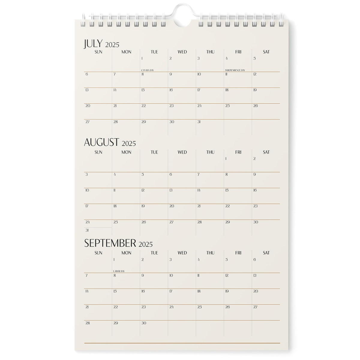 Karto 3 Month Wall Calendar 2025-2026 - Vertical 11x17 inch July 2025 to December 2026 - Boost Your Productivity and Easy Planning with the Aesthetic Monthly Calendar - Beige