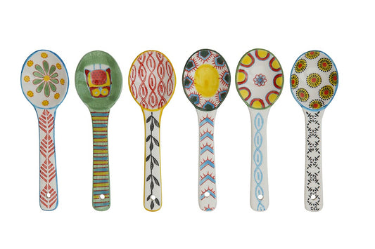 Ceramic Coffee Spoons Set of 6 – Multipurpose Teaspoons for Espresso/Tea/Dessert | Assorted Bright Colors, Lead-Free | Dishwasher/Microwave Safe | Cute Decorative Spoons for Kitchen & Gifts