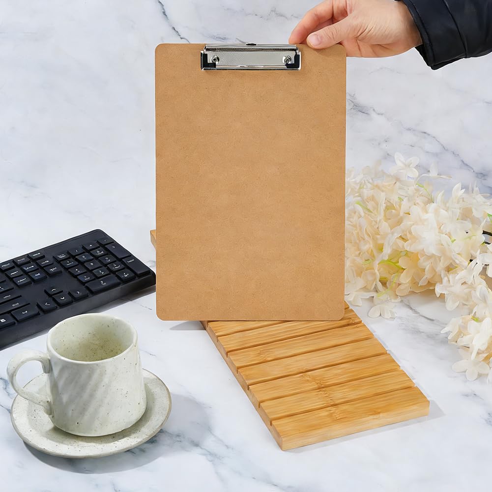DICOSMETIC 41.5x15cm Bamboo Clipboard Holder 13 Slots Wooden Clipboard Organizer Menu Display Receipt Holder Document Typing Paper Stand for Restaurant Office School