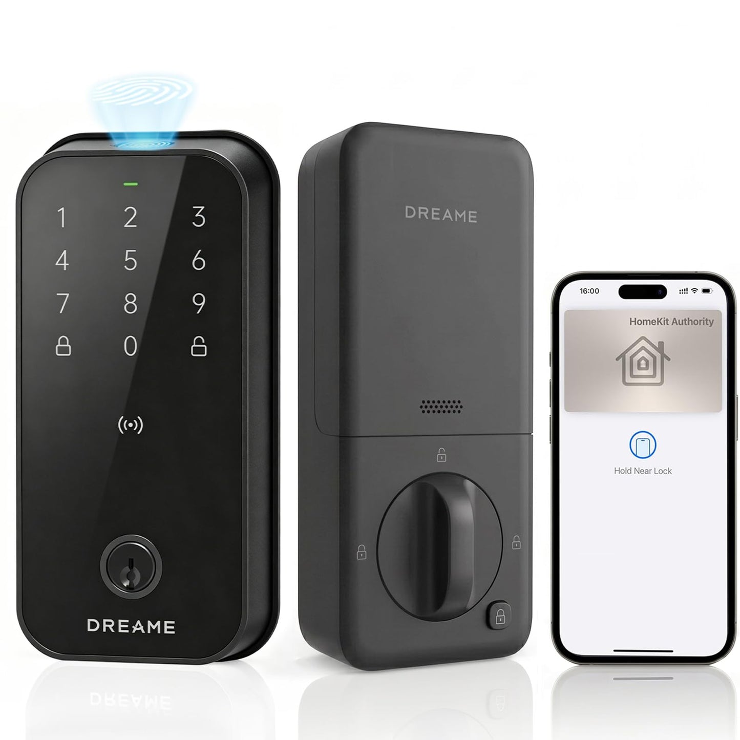 DREAME Smart Door Lock Turbo lite, Smart Locks for Front Door homekit, Apple Home Key Support, 12-Months Battery Life, AI Fingerprint, Smart Deadbolt Lock with App Control, IP54 Waterproof, Auto Lock