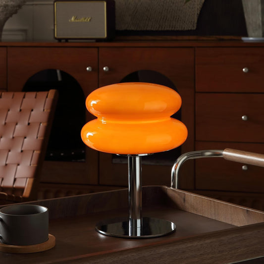 Glivpny Mushroom Lamp Table Lamp for Night Stands,Mid Century Modern Desk Lamps for Bedroom, Vintage Dimmable Bedside Small Lamps, Cute Cool Home Room Aesthetic Decor for Living Room (Orange)