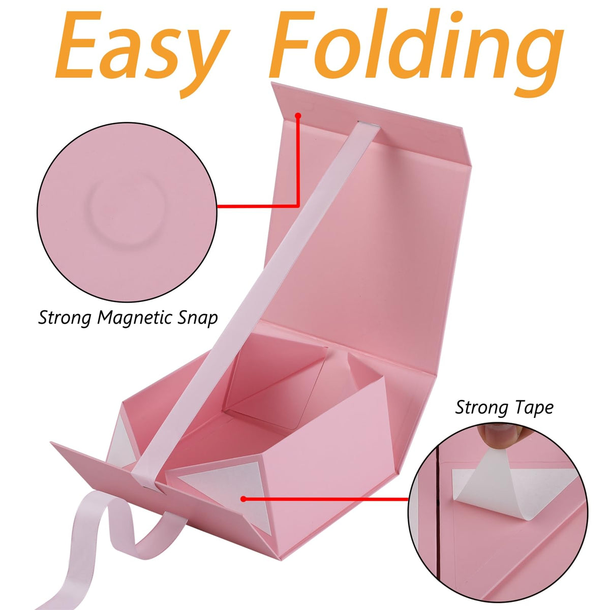 OEMVALATY Pink Gift Box,6x6x3 Inches Gift Boxes with Lids for Presents with Magnetic Closure and Ribbon for Wedding,Storage,Birthday