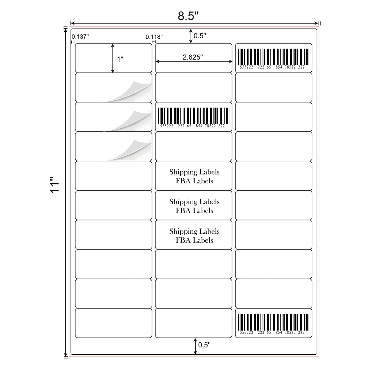 1" x 2-5/8" Address Labels 3000 Labels Sticker Paper for Laser/Ink Jet Printer mailing Labels 8.5"×11" White 30 per Sheet