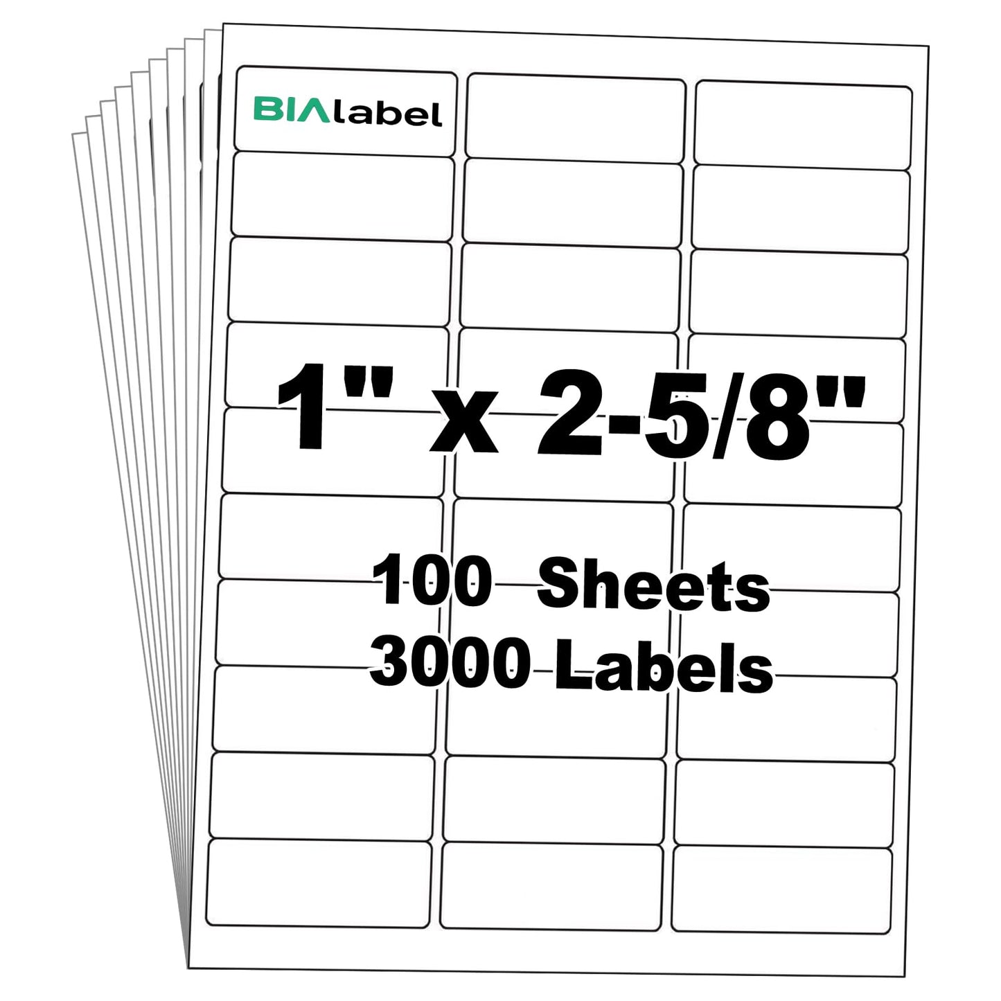 3000 Labels 30-Up 1" x2-5/8 Shipping Address Barcode Labels for Laser & Inkjet Printers, 100 Sheets, White, Permanent Adhesive