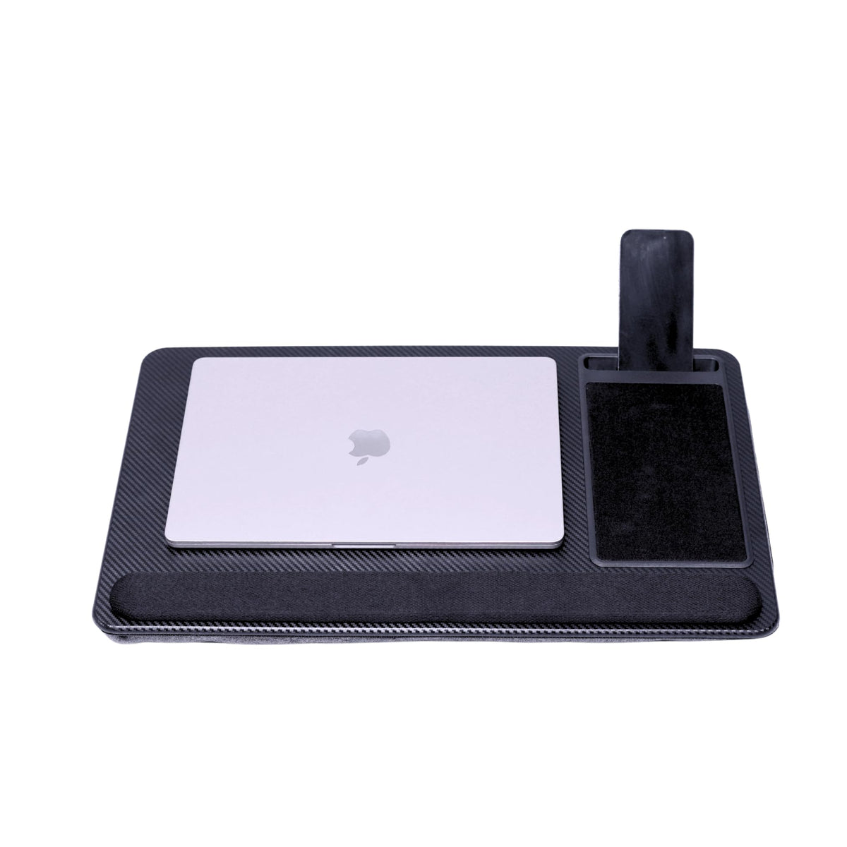 Lap Desks for Adults, Home Office Black Carbon Laptop Lap Desk Stand with Wrist Rest, Mouse Pad & Phone Holder, Cushioned Lap Tray Laptop Stand for Bed & Couch, Fits up to 15.6 Inch Laptops