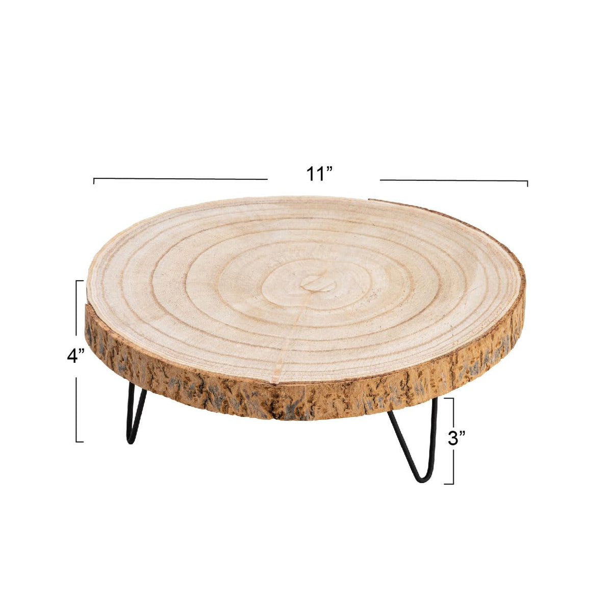 Creative Co-Op Large Paulownia Wood Pedestal with Metal Legs