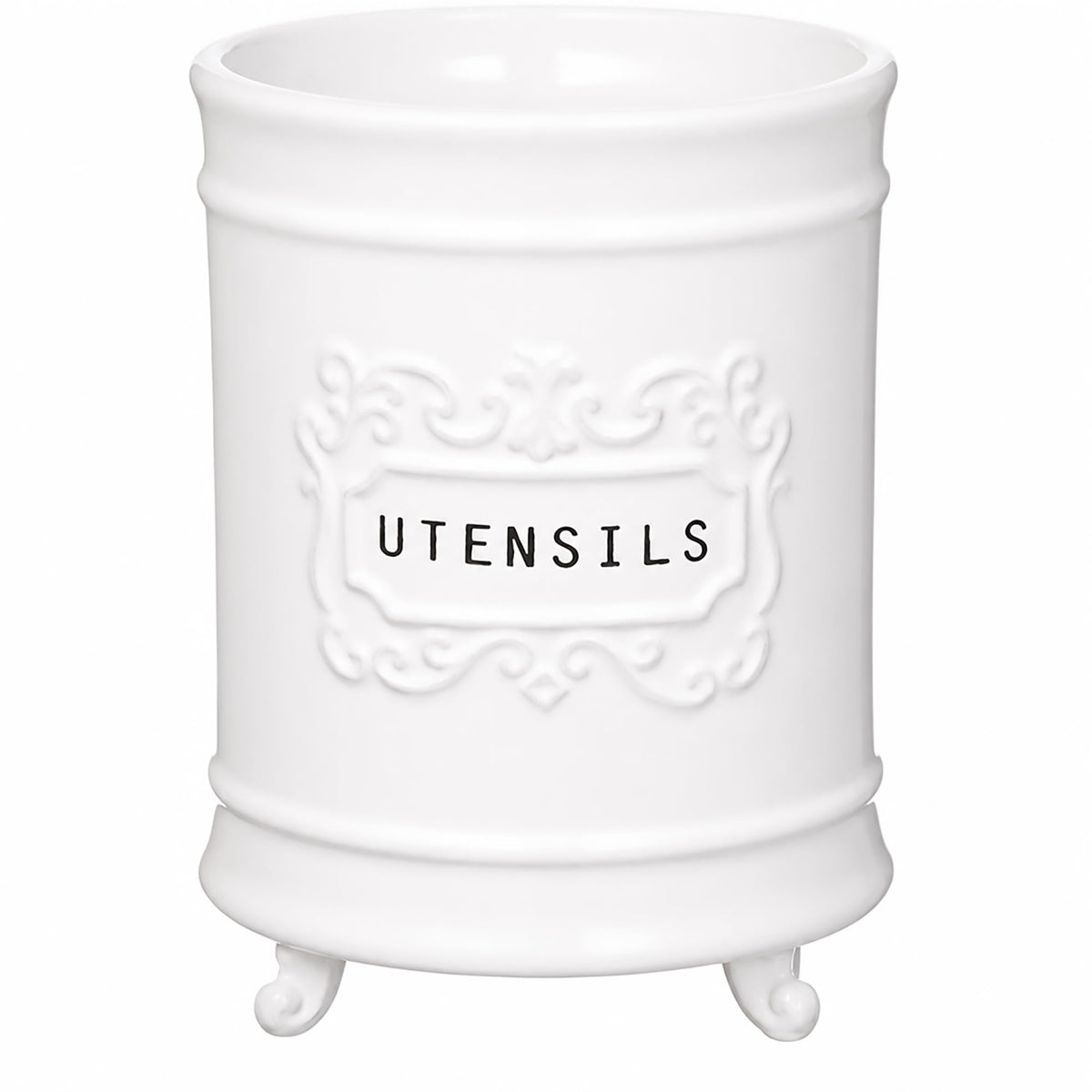 Mud Pie Circa Utensil Ceramic Holder, 6.5"x5" dia, Utensils