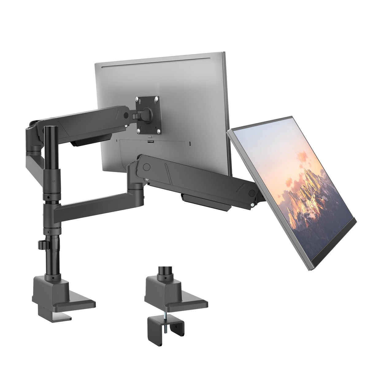 monTEK Dual Monitor Mount Tall Monitor arms for 2 Monitors for 17 to 35 Inch Curved Screen Holds 35 Lbs Adjustable Heavy Duty Monitor Desk Mount Cable Management, VESA 75/100mm
