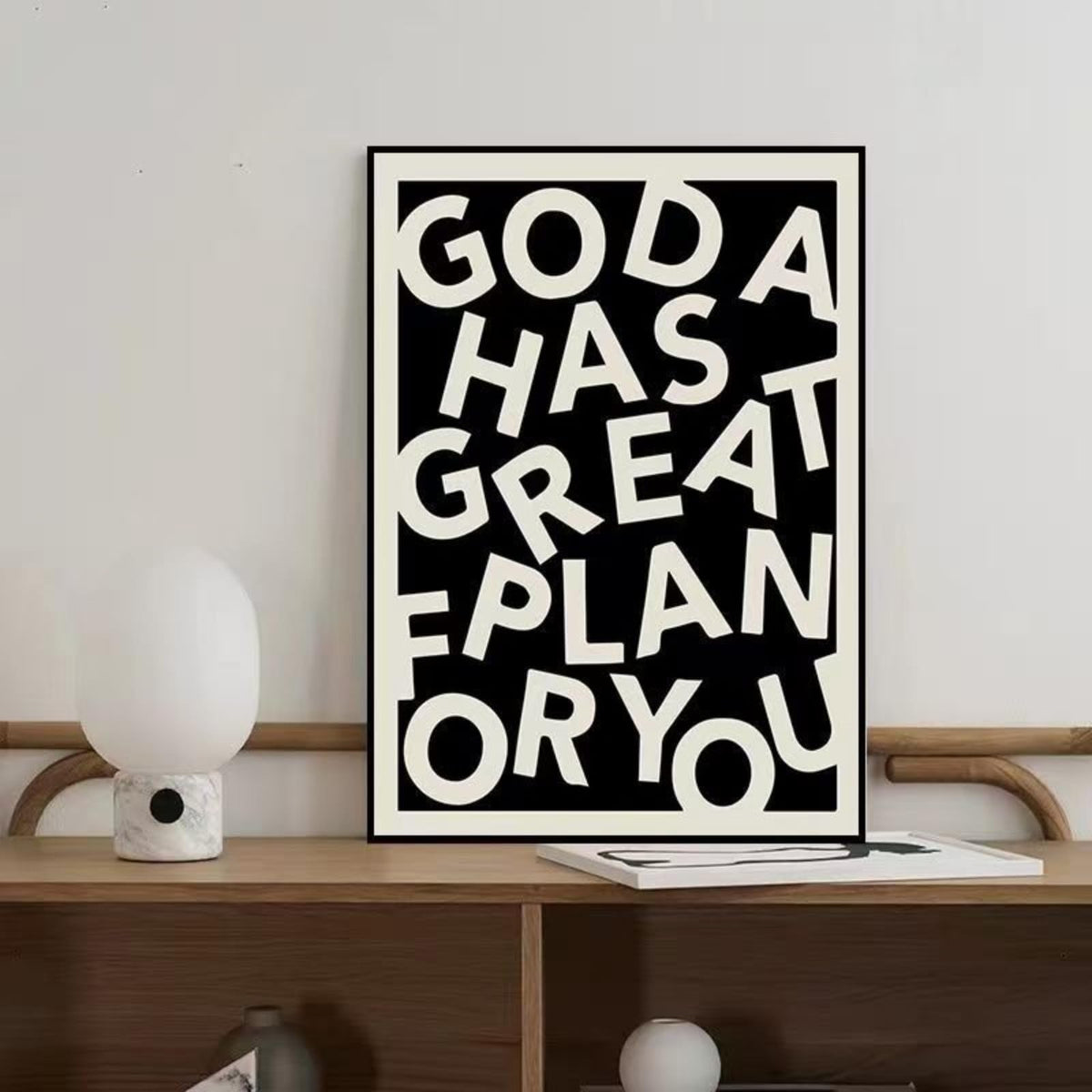 Inspirational wall Art Deco poster painting for office, bedroom, classroom, black and white geometric wall picture， 12X15.5inch, ready to hang wall painting for living room Christian Gifts, gift of christ