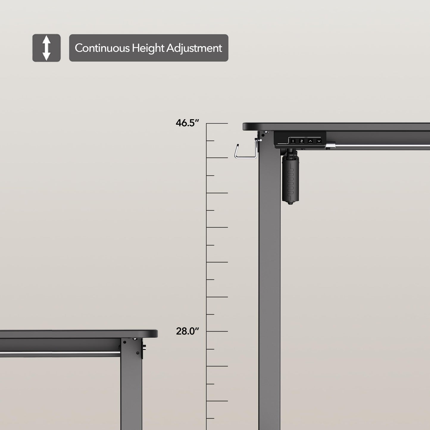 LongKe Electric Standing Desk Adjustable Height, 48x24 Inches Sit Stand up Desktop for Home Office, Ergonomic Rising Computer Table with Memory Preset, Black