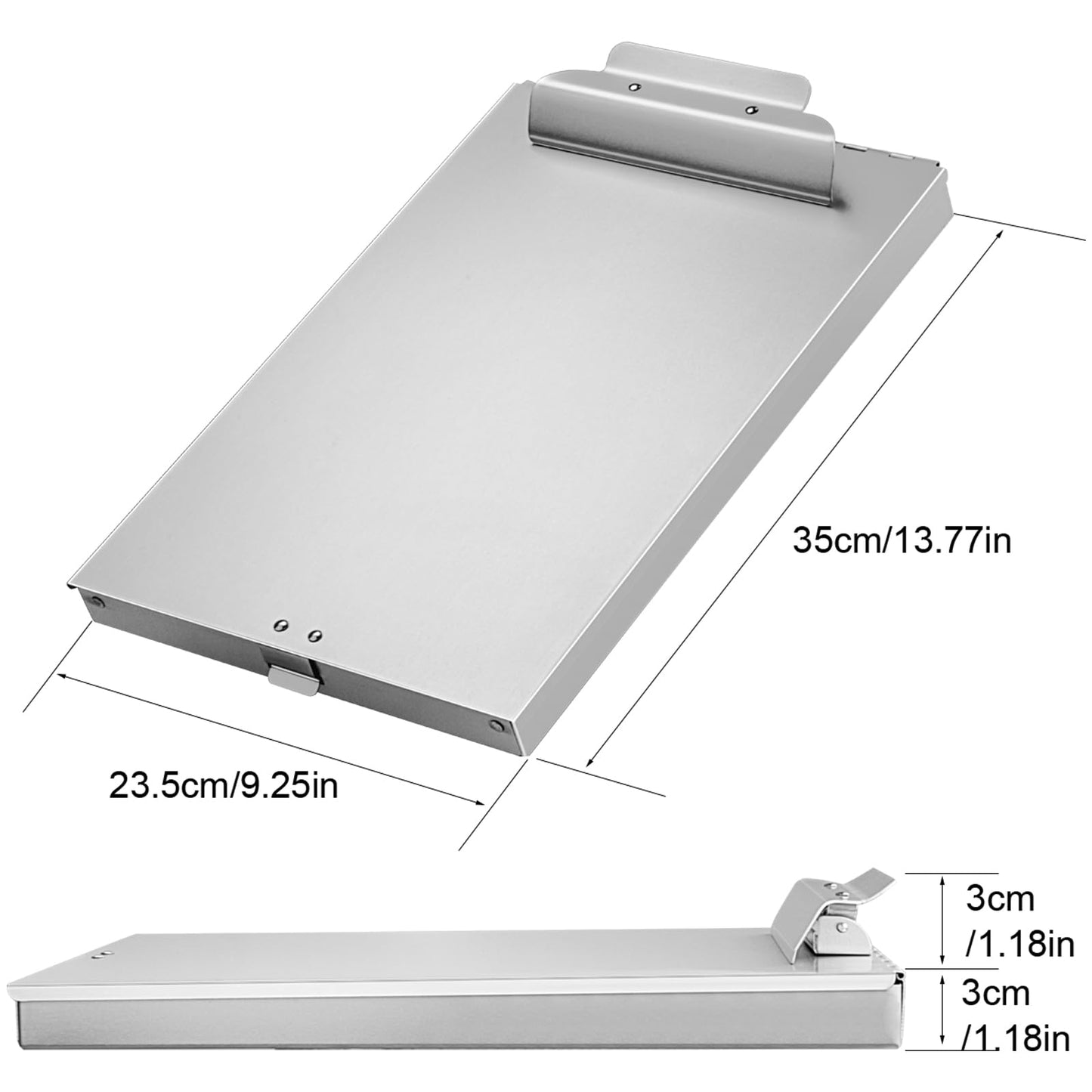 ZCZN Aluminum Clipboard with Storage, 6 Pack Recycled Metal Clipboard Box, Form Holder, Suitable for School, Office, Jobsite or Medical Staff, 9.25 x 13.78 Inches, Silver